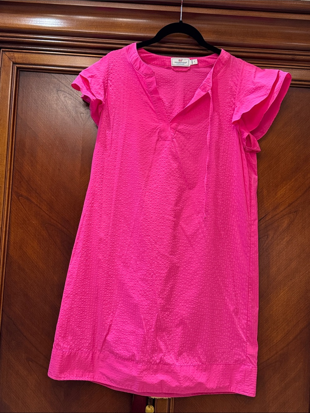 Vineyard Vines Hot Pink Flutter Sleeve Shift Dress